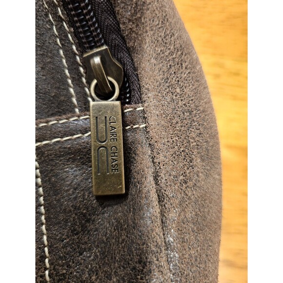 Claire Chase Jumbo Leather Laptop Backpack Brown Fits 17" Computer Bag #329 - Picture 9 of 10